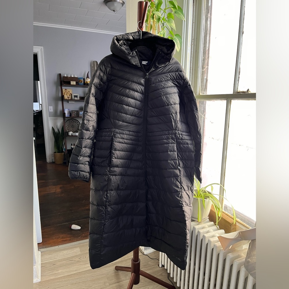 Lands End Packable Puffer Down Winter Coat - Petite Large